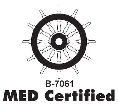 Afbeelding MED keurmerk scheepvaart. MED staat voor: Marine Equipment Directive.